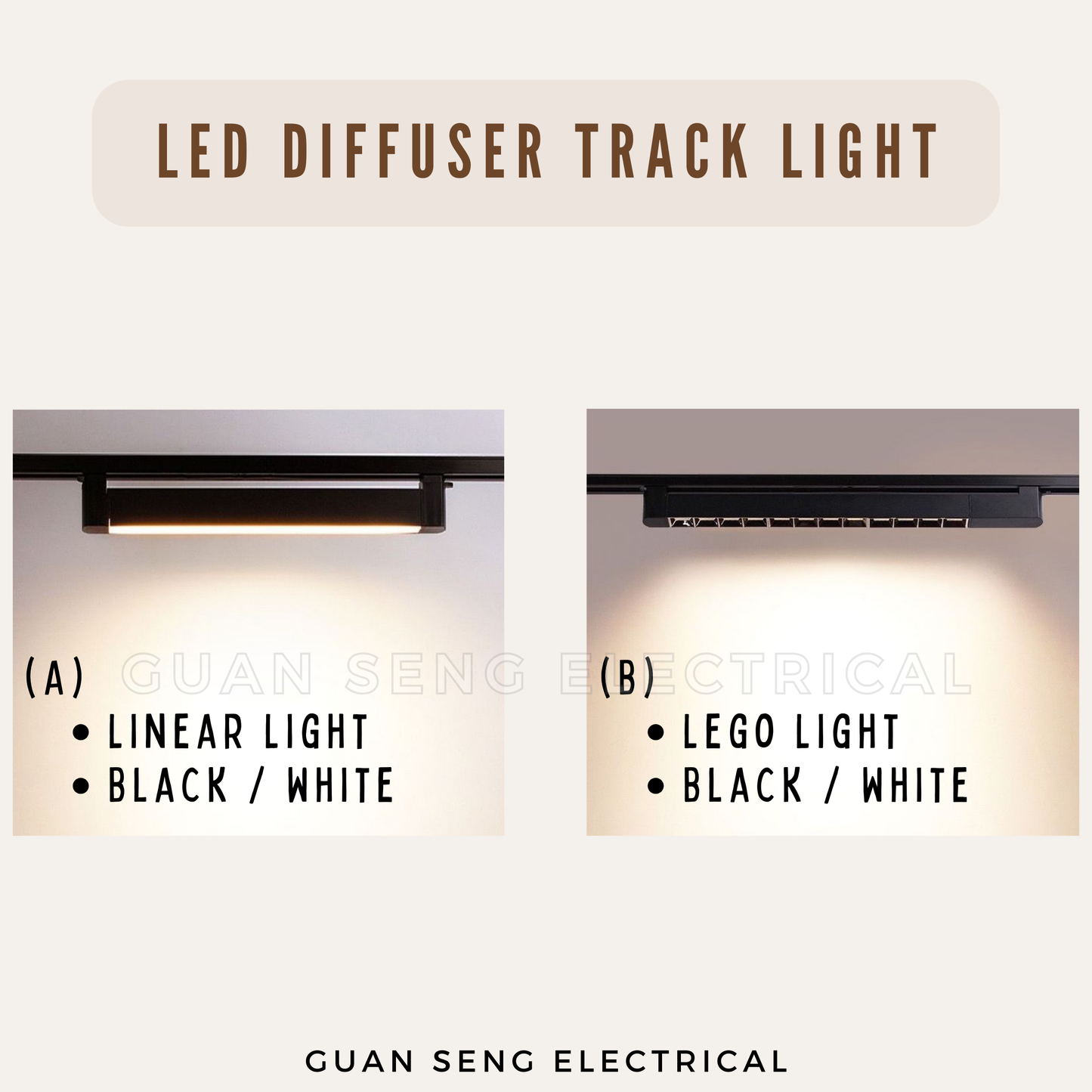 LED Diffuser Track Light 20W 24W Black White