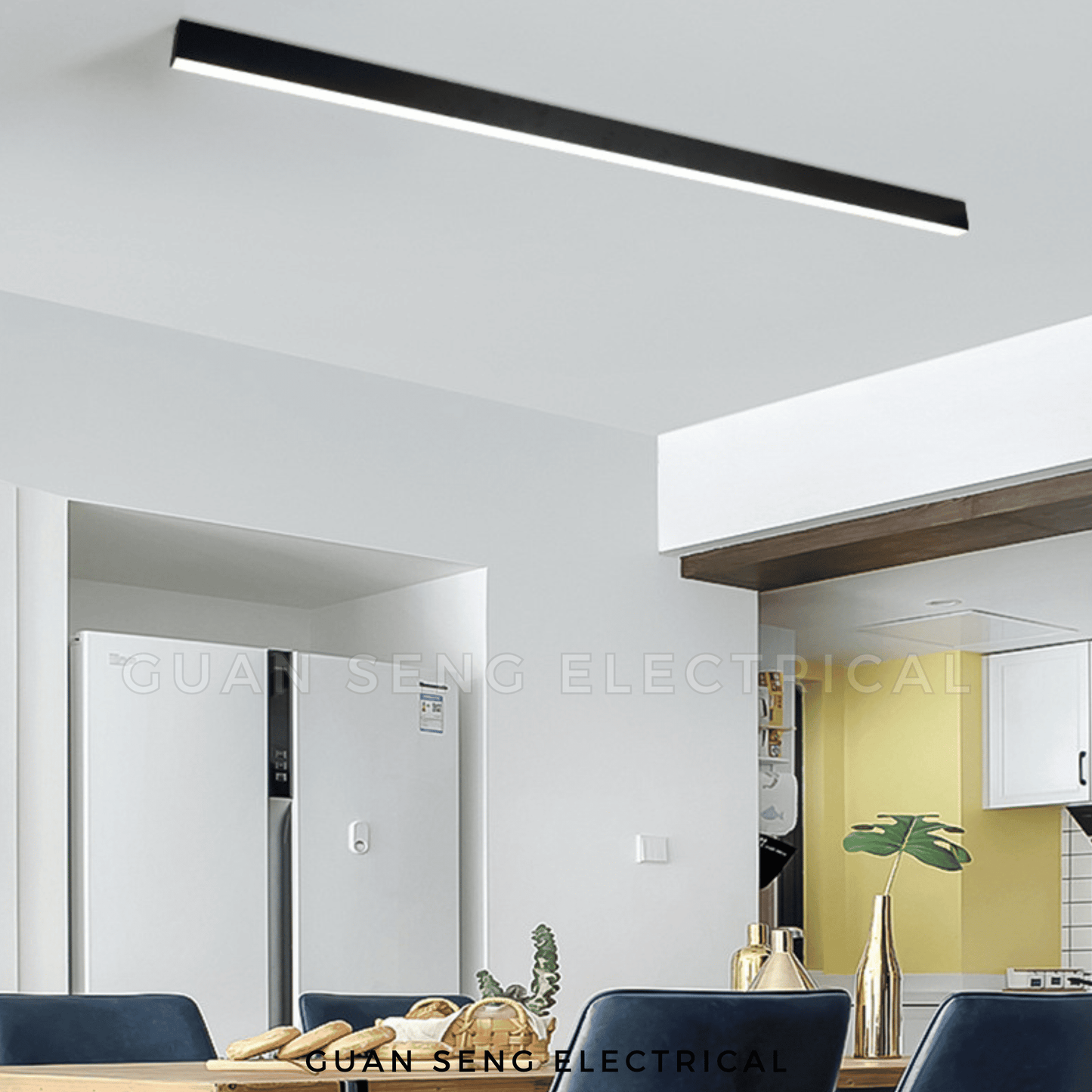 Linear Black Ceiling Light 24W 3Tone