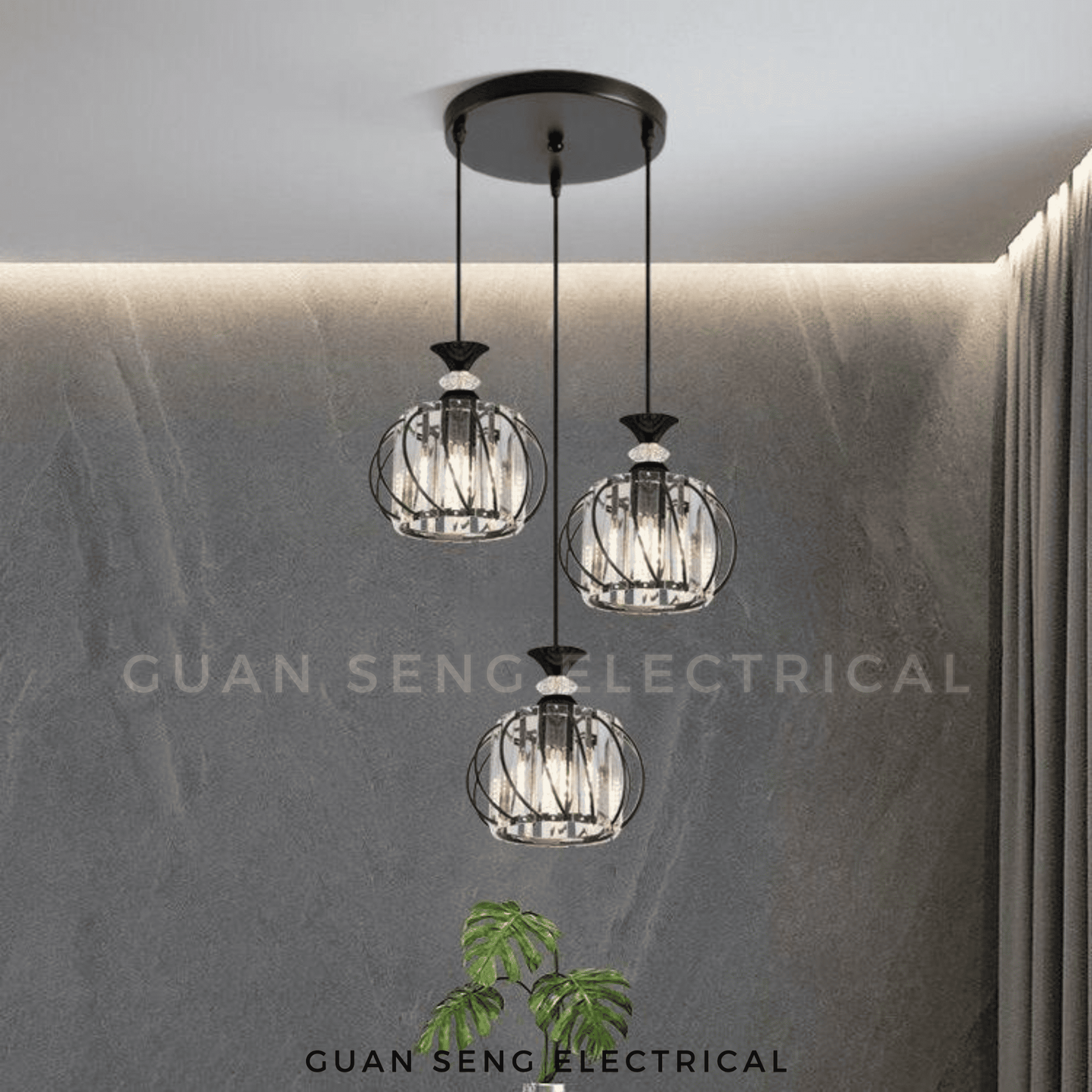 Elegance Luxe Pendant Light Black Gold E27 Bulb