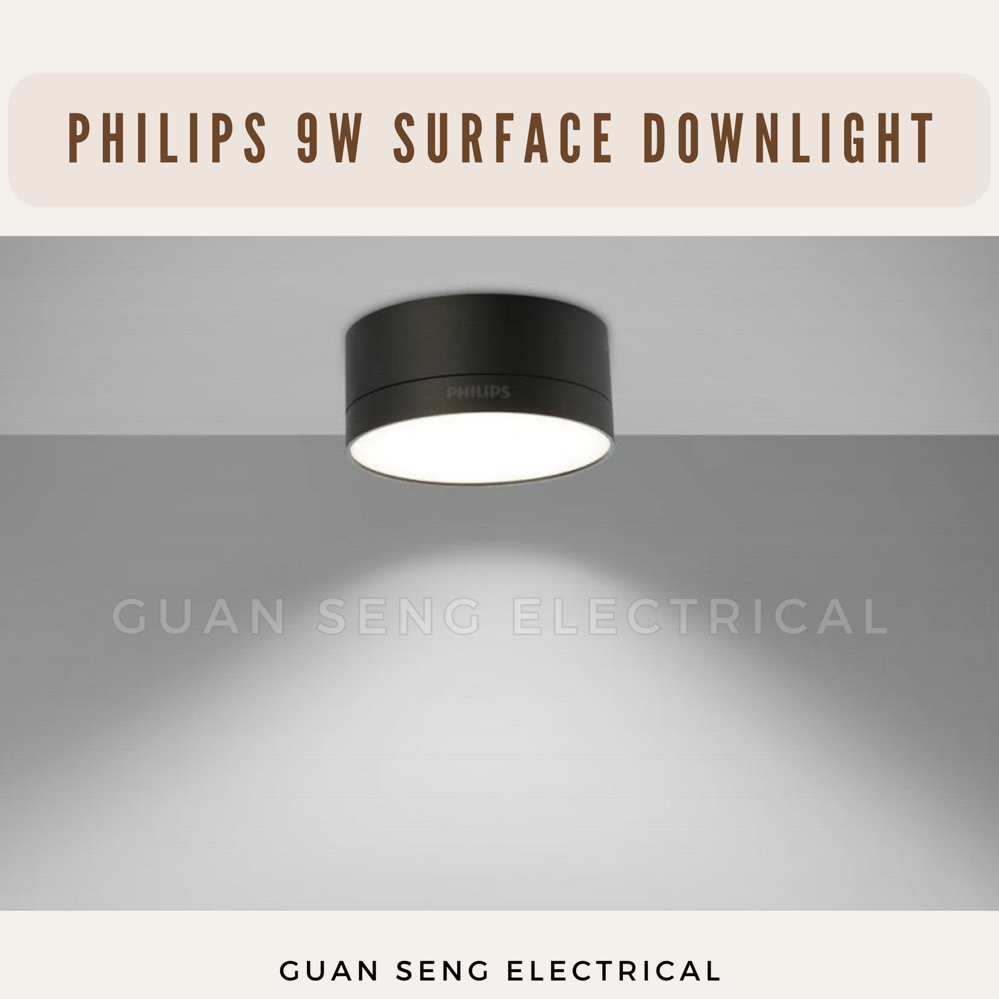 Philips 9W Surface Downlight Black White