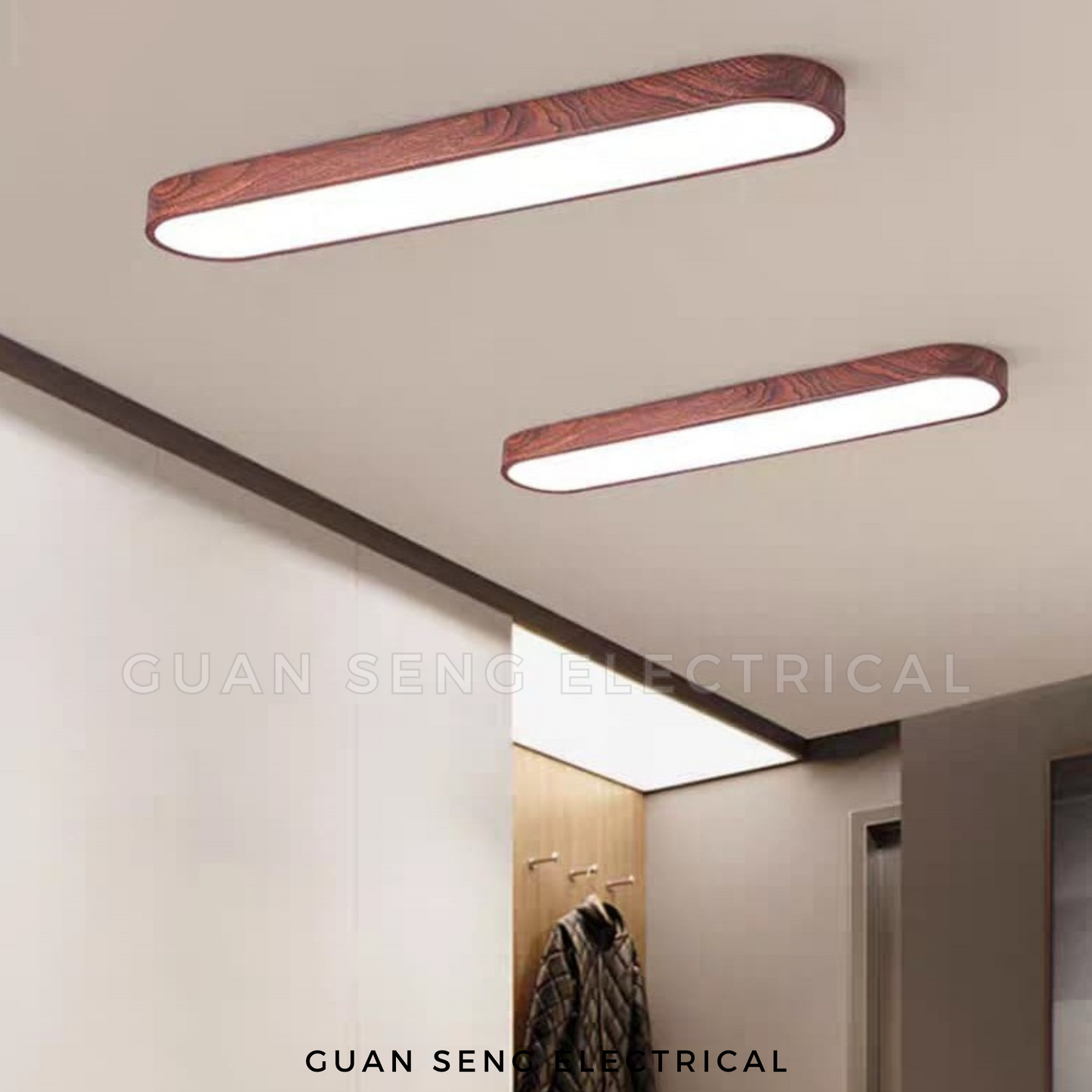 Zenith Wood 24W 36W 3Tone LED Ceiling Light - Light Dark Wood - 60cm 90cm