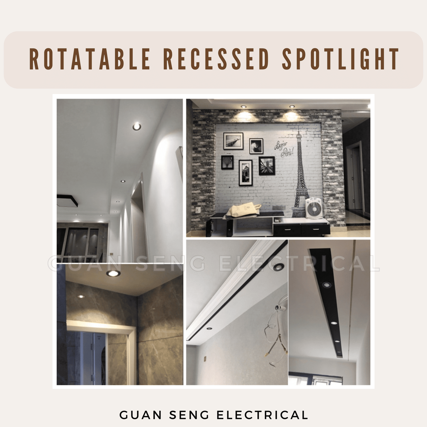 Rotatable Recessed LED Spotlight Round Square w/ GU10 Bulb