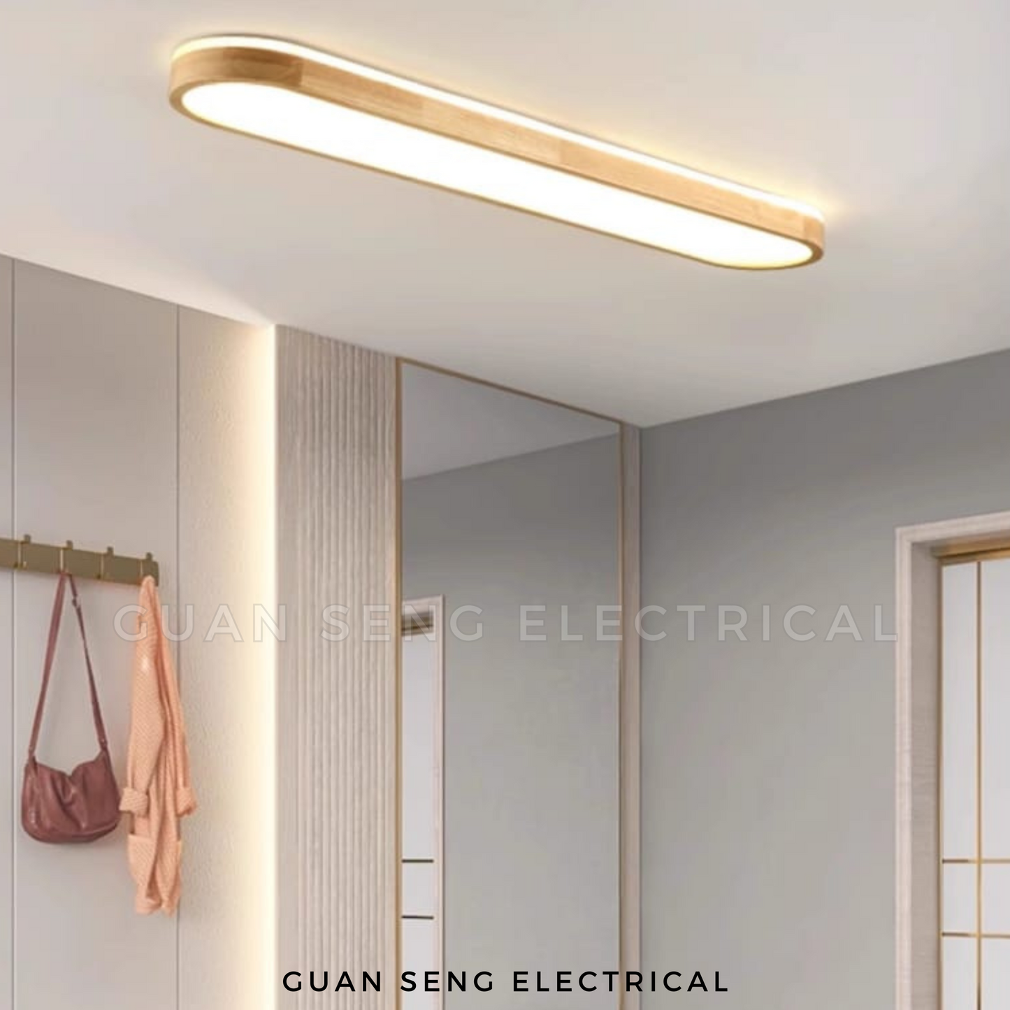 Slim Wood Ceiling Light Selectable CCT Tri-Tone