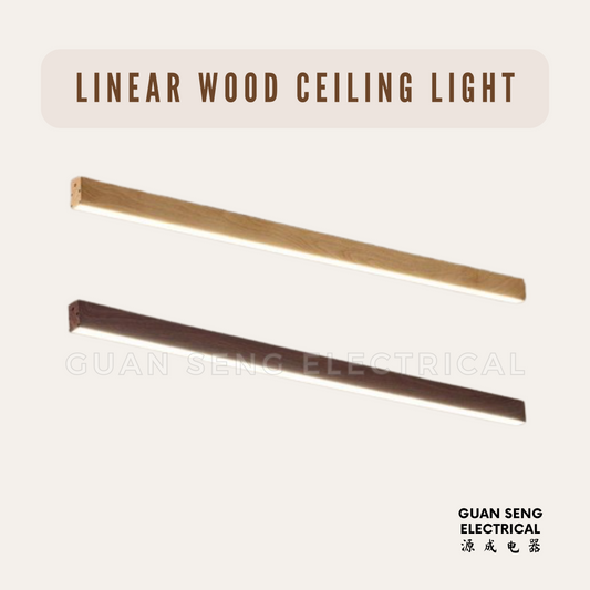 Linear Laminate Wood Ceiling Light 20W 3Tone Light Wood Dark Wood
