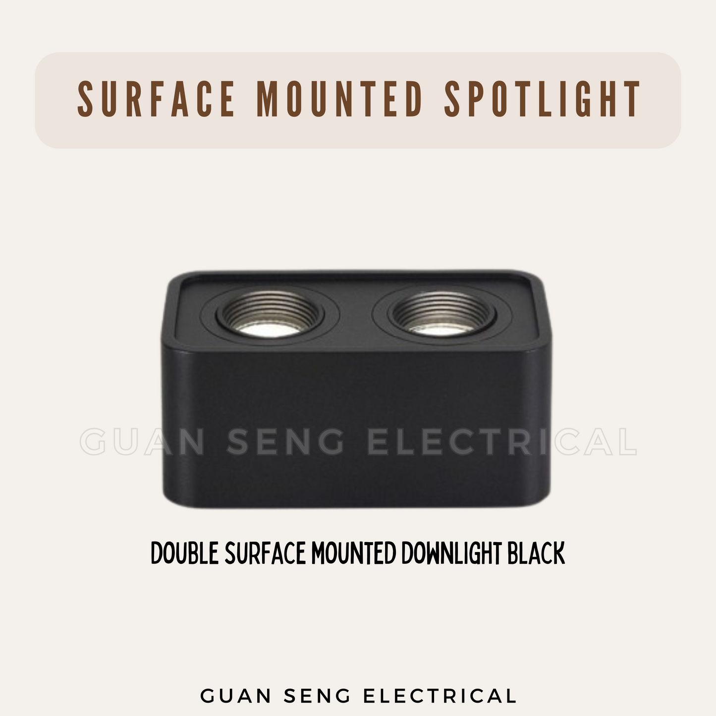 Anti-Glare Surface Mounted Spotlight GU10 Black White Square