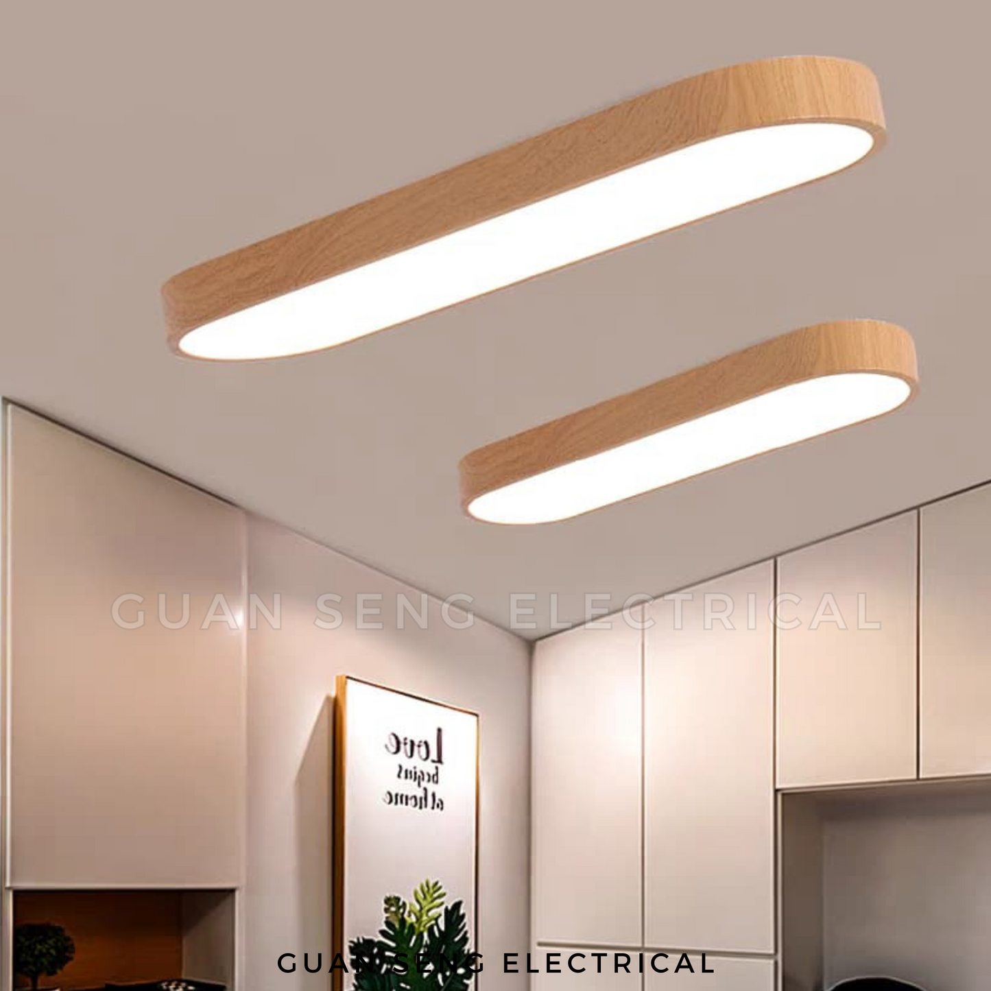Zenith Wood 24W 36W 3Tone LED Ceiling Light - Light Dark Wood - 60cm 90cm