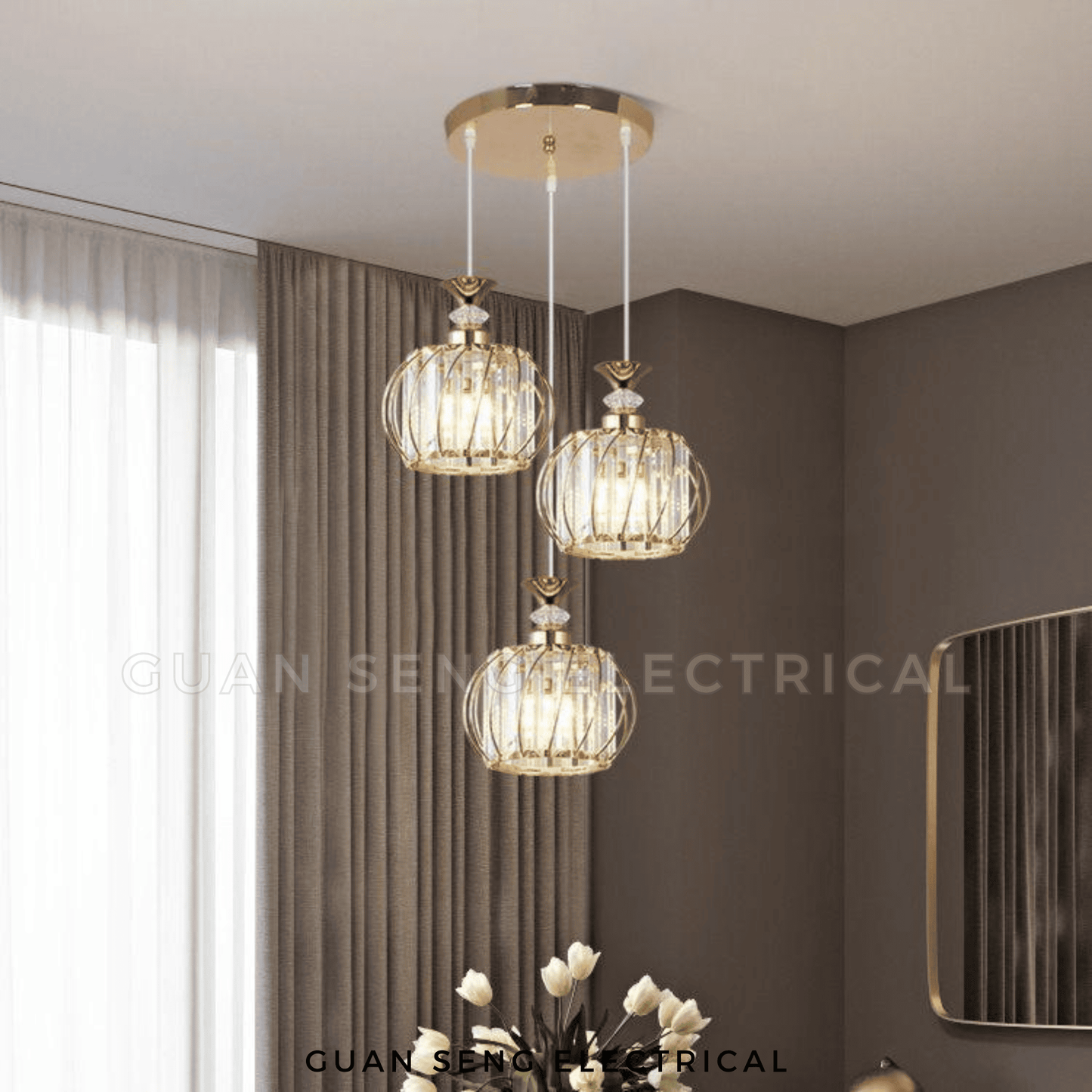 Elegance Luxe Pendant Light Black Gold E27 Bulb