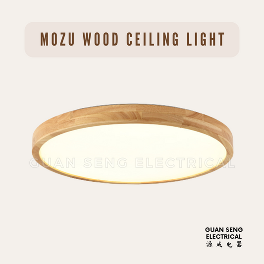 Mozu Real Wood Ceiling Light 36W - Daylight 3 Tone