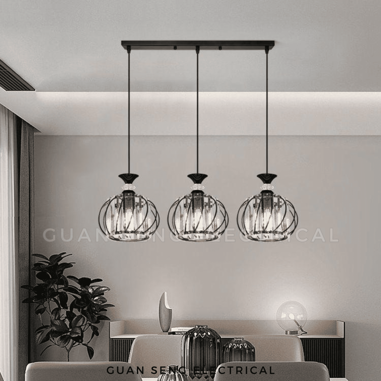 Elegance Luxe Pendant Light Black Gold E27 Bulb