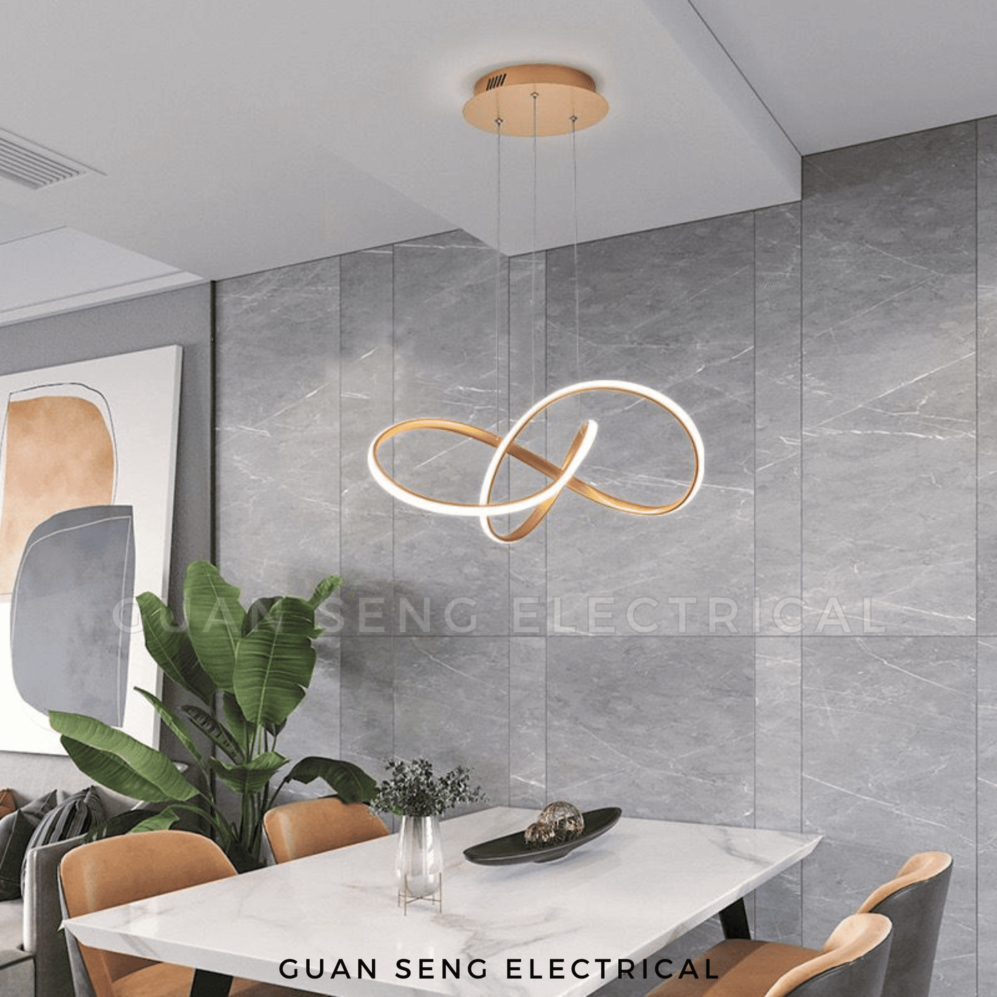 Luxe Infinity Pendant Light White Black Gold