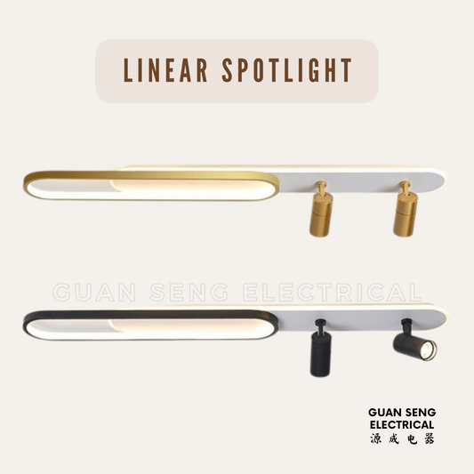 Linear Spotlight Ceiling Light Black Gold Cool White