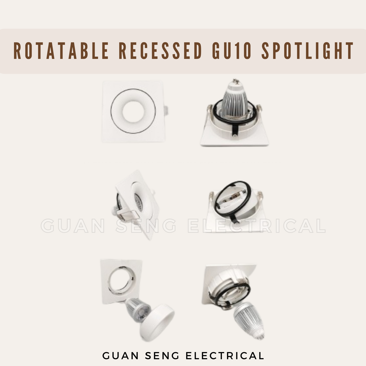 Rotatable Recessed GU10 Spotlight Downlight Double Head Square Double Axis Black White