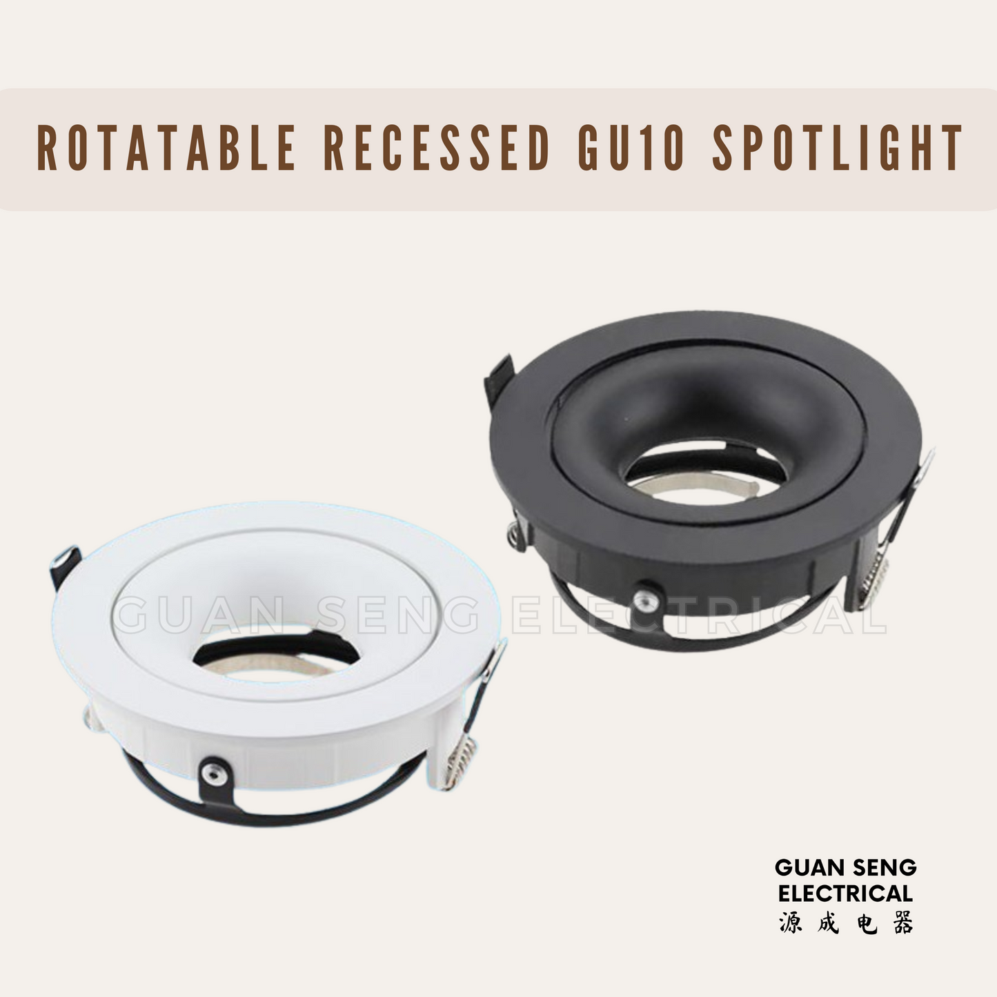 Rotatable Recessed GU10 Spotlight Downlight Round Black White