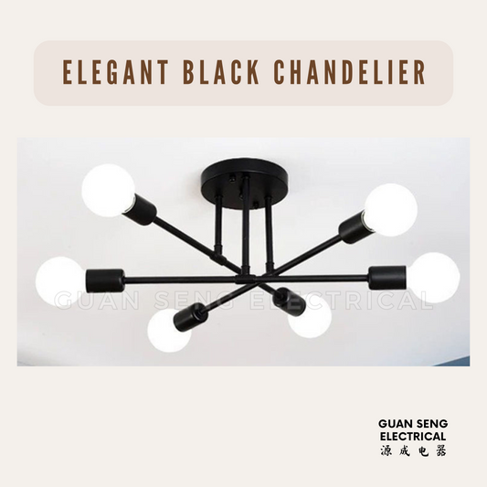 Elegant Black LED Chandelier Ceiling Light