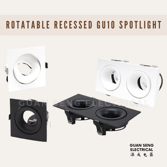 Rotatable Recessed GU10 Spotlight Downlight Double Head Square Double Axis Black White