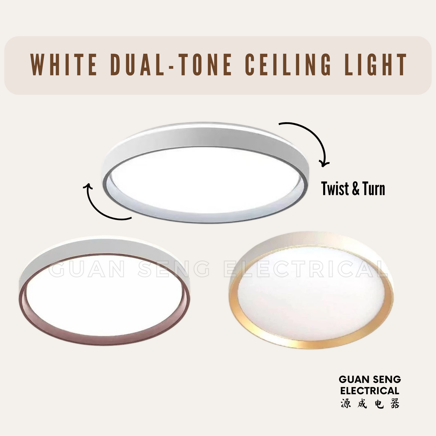 White Dual-Tone Ceiling Light