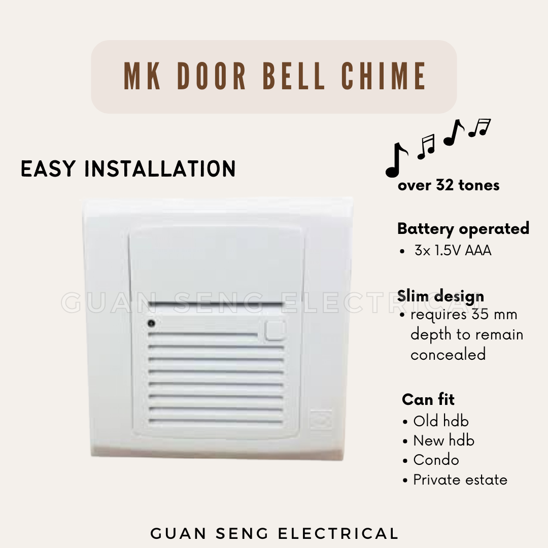 MK Door Bell Chime AC DC Battery Operated S4338XWHI