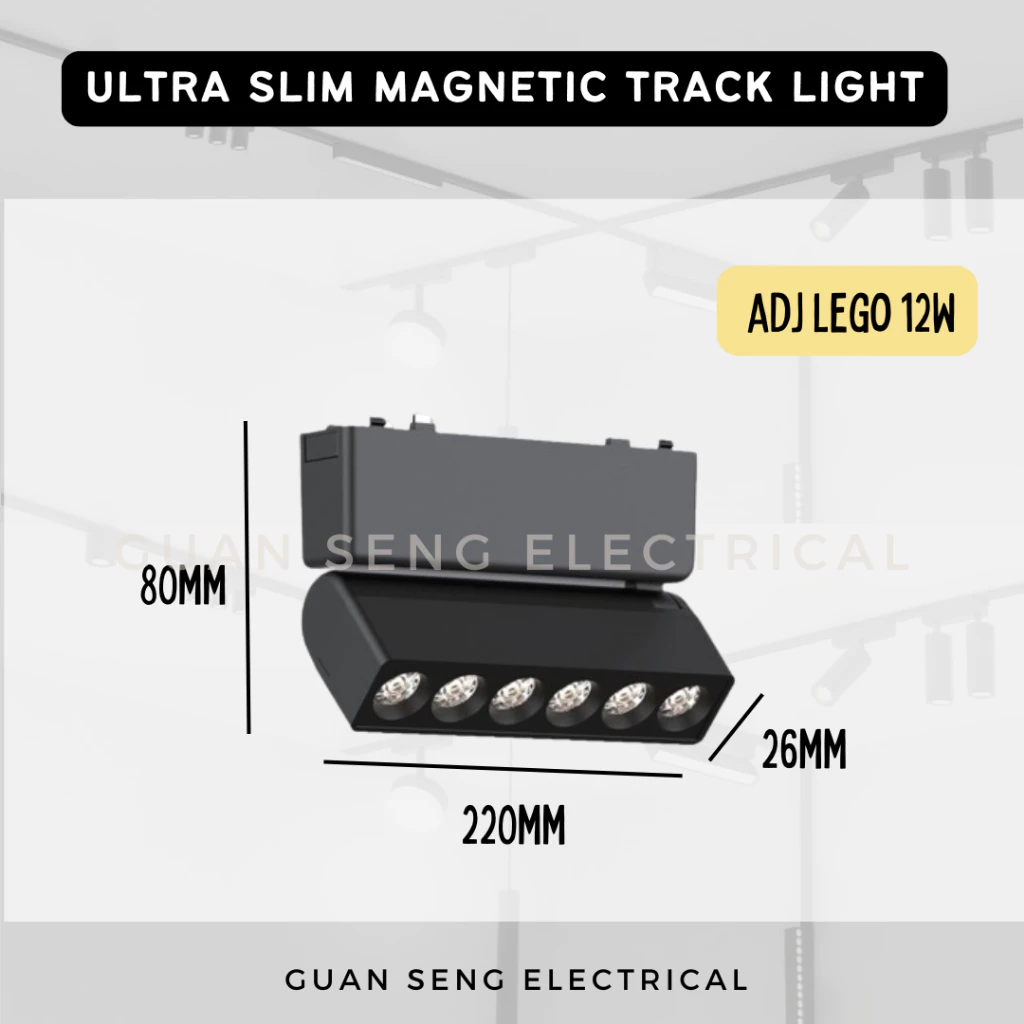 Ultra Slim Magnetic Track Light System 48V Surface Black White