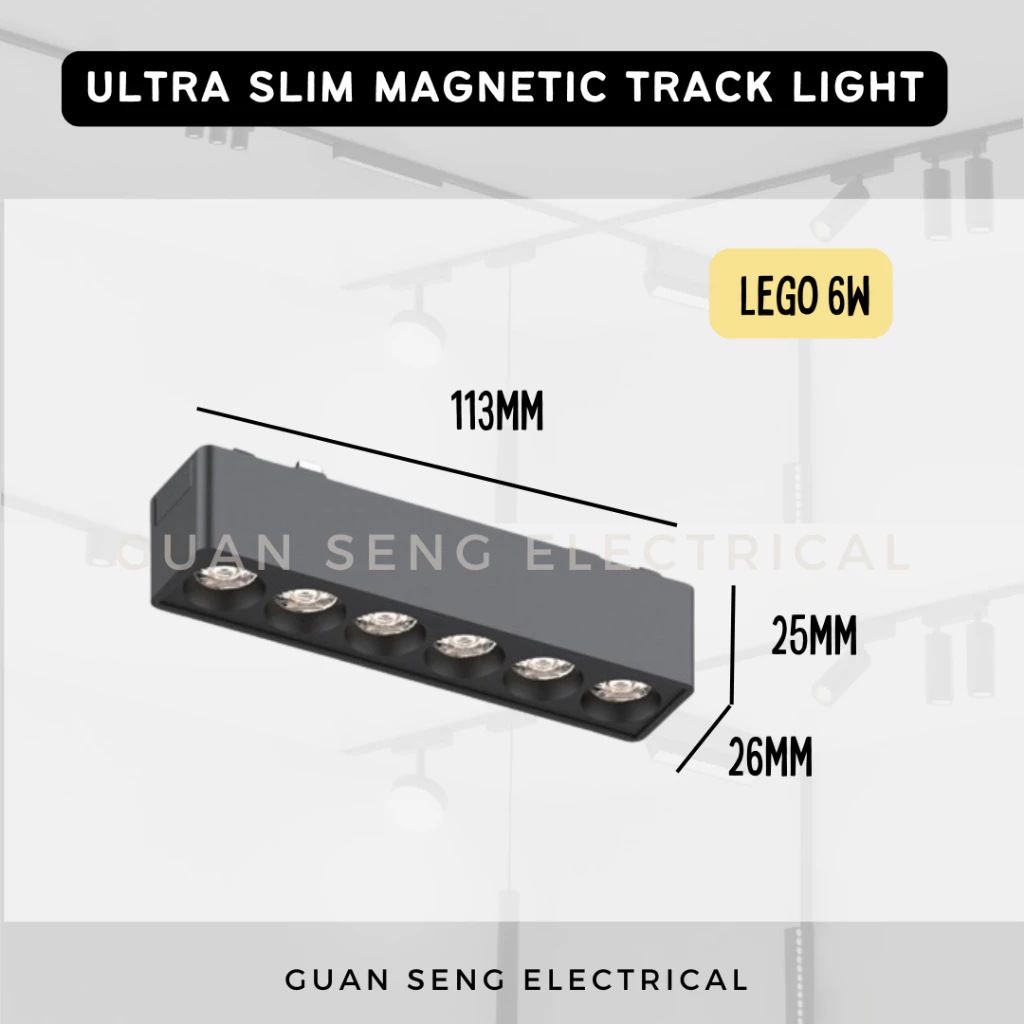 Ultra Slim Magnetic Track Light System 48V Surface Black White