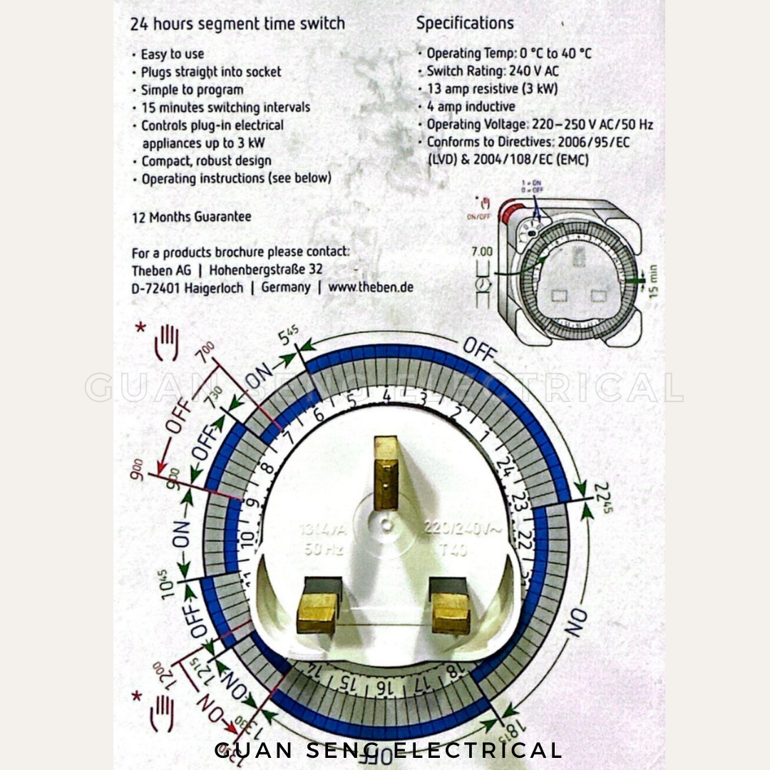Theben 24 Hours Segment Time Switch 13A Plug