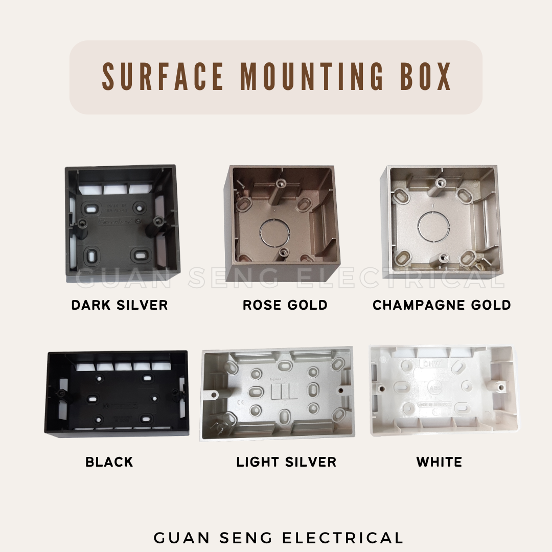Surface Mounting Box 1 Gang 2 Gang Black White Sliver Rose Gold Champagne