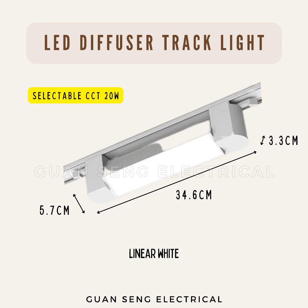 LED Diffuser Track Light 20W 24W 40W Black White | Guan Seng Electrical