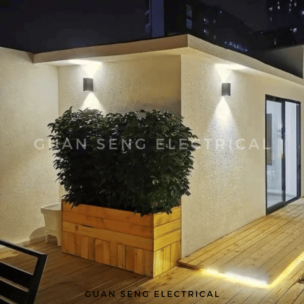 Modern Sleek Double Head Waterproof Wall Lamp - GU10 LED Indoor Outdoor Light | Guan Seng Electrical