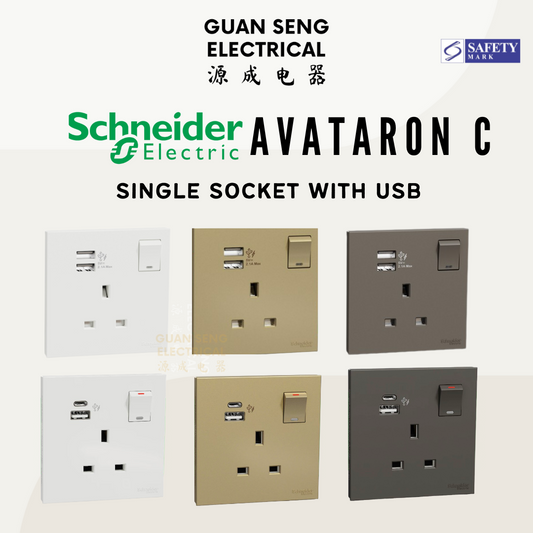 Schneider Avataron C 13A Single Socket with USB