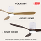 YOUKAIN Optimum 668 SMART DC Hugger Mount Ceiling Fans For Low Ceiling 36" 46" 52" by Acorn