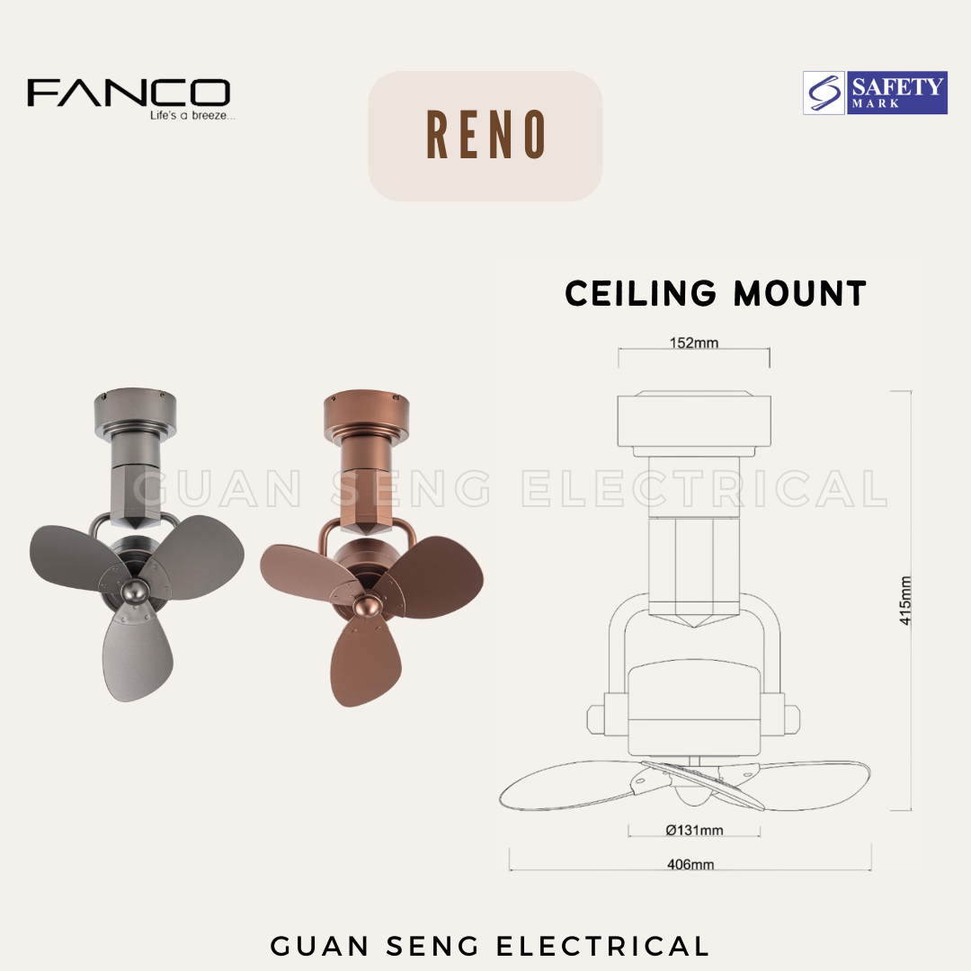 FANCO RENO 16" DC Motor Ceiling / Wall Mounting Fan