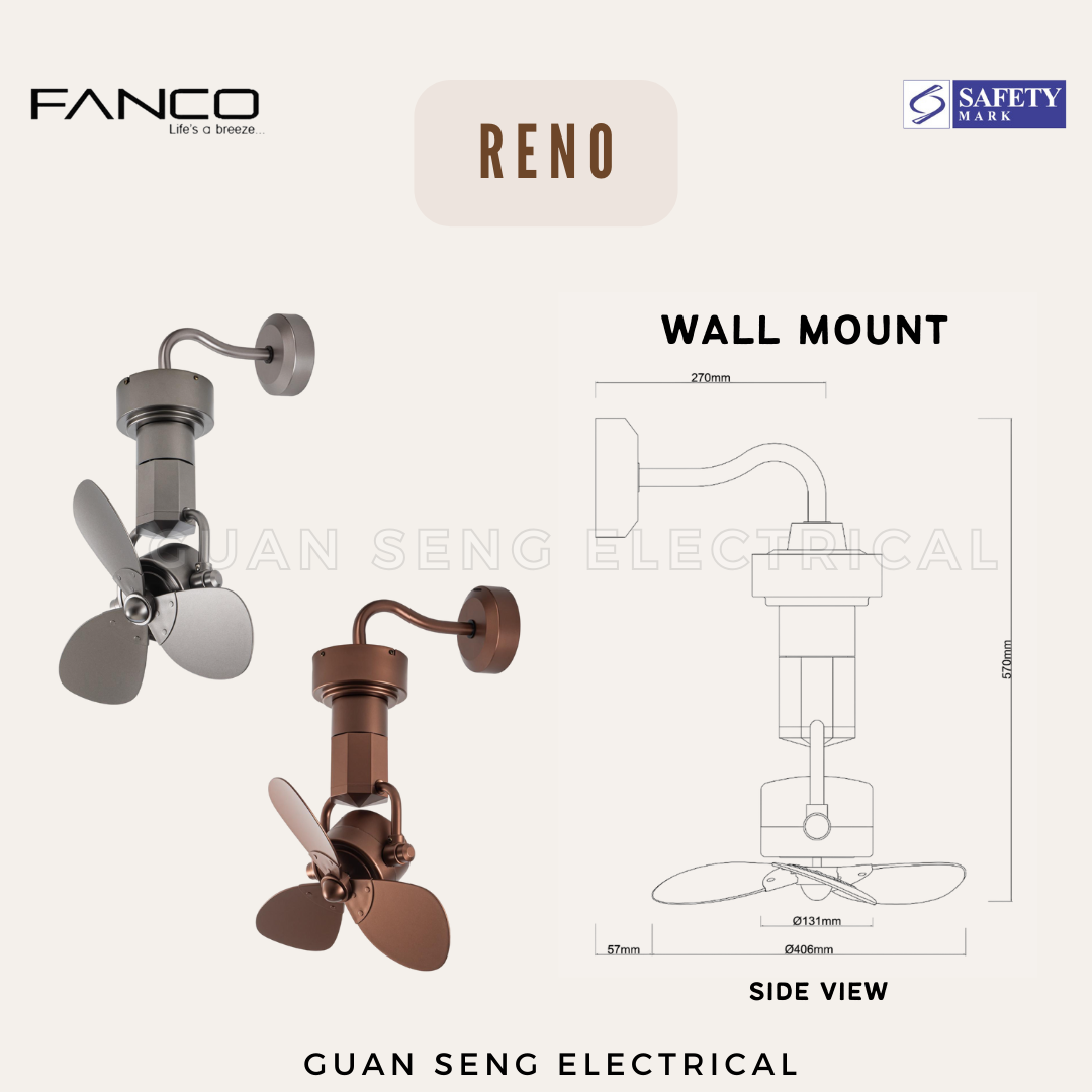 FANCO RENO 16" DC Motor Ceiling / Wall Mounting Fan