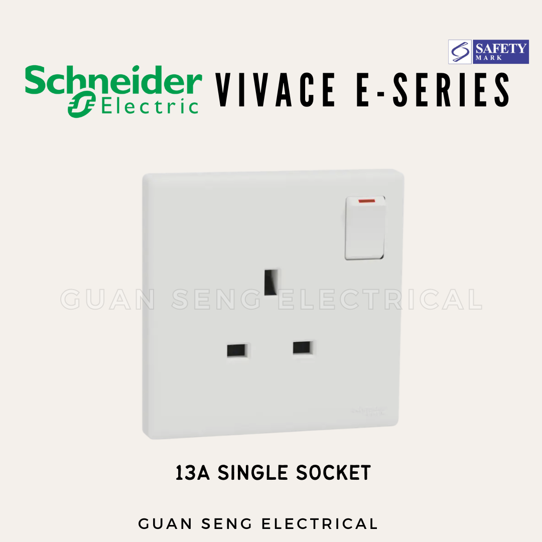 Schneider Electric Vivace E-Series Socket and Switch White Newest 2025 Design