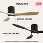 YOUKAIN Optimum 668 SMART DC Hugger Mount Ceiling Fans For Low Ceiling 36" 46" 52" by Acorn