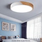 Nordic LED Ceiling Light Black White with Wood Frame Remote Controller 36W 48W
