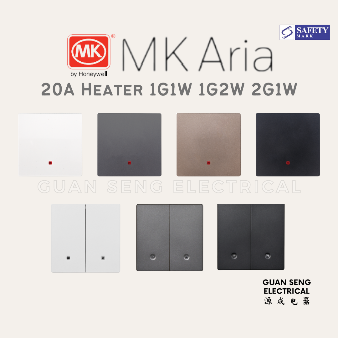 MK Honeywell Aria 20A Heater 1G1W 1G2W 2G1W White Grey Rose Gold Black