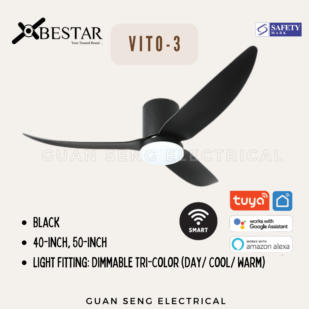 BESTAR VITO-3 40" 50" Hugger Smart Wifi Control DC Motor Ceiling Fan