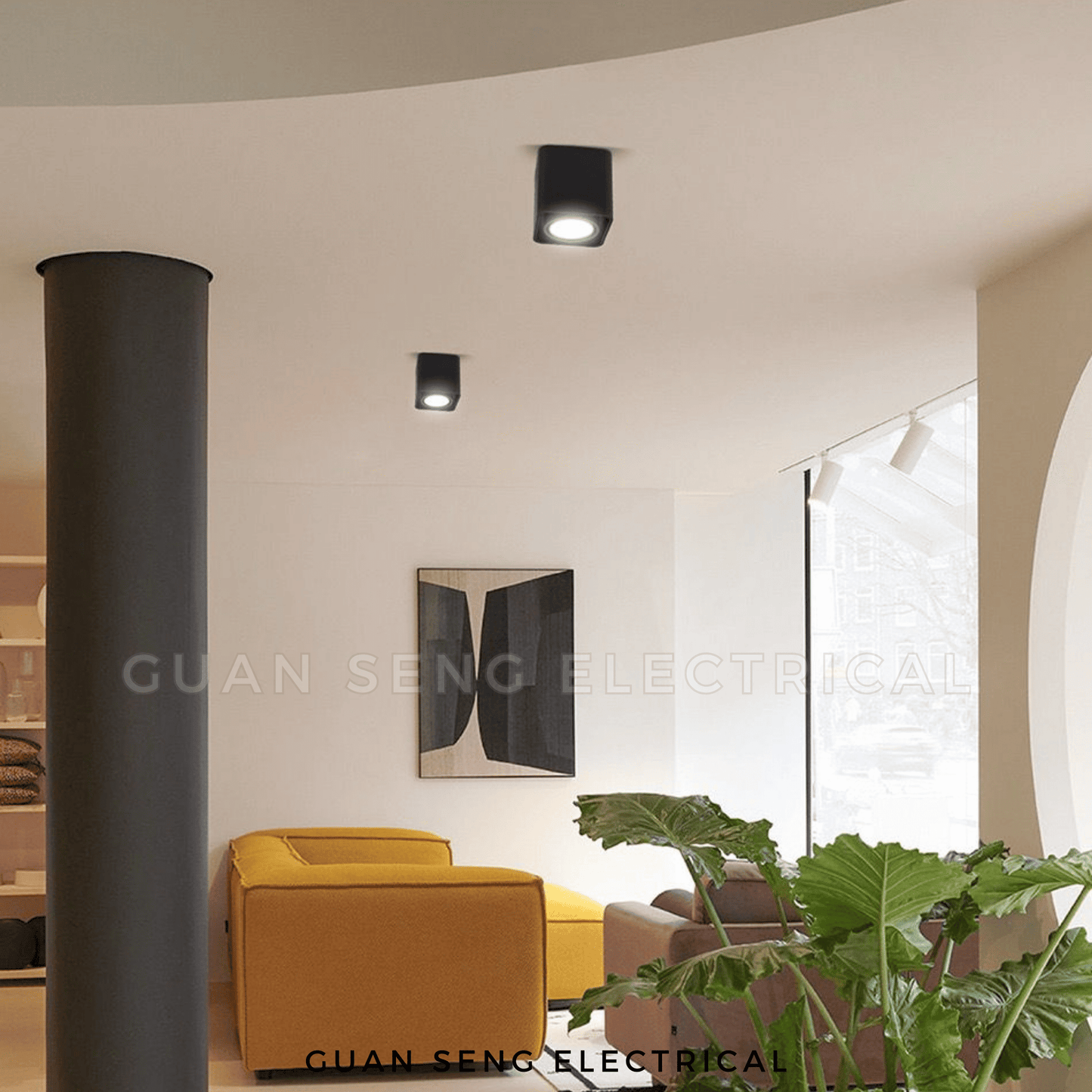 Anti-Glare 360 Degree Surface Mounted Spotlight GU10 LED Black White Square