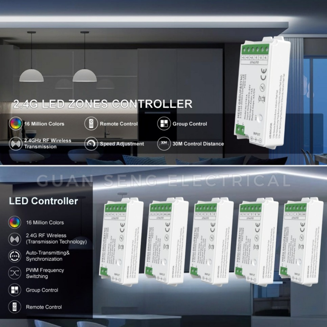 Blue Mesh Led Controller 2.4G Mesh LED Light Strip Group Controller | Guan Seng Electrical
