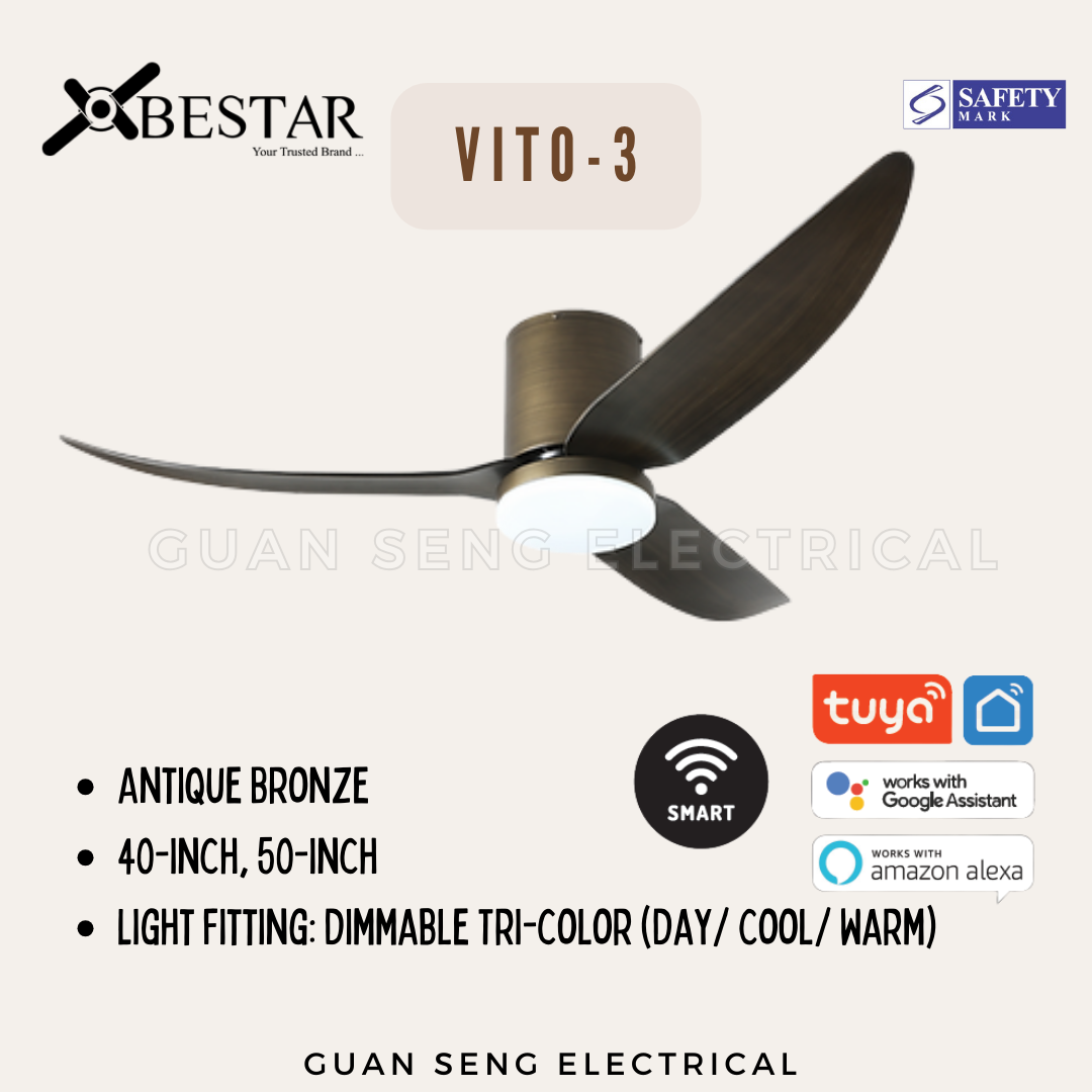 BESTAR VITO-3 40" 50" Hugger Smart Wifi Control DC Motor Ceiling Fan