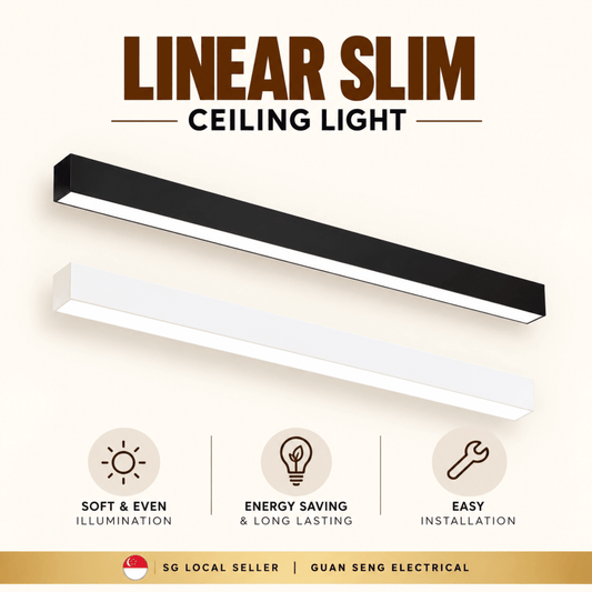 Linear Slim Ceiling Light Black White 24W 3Tone