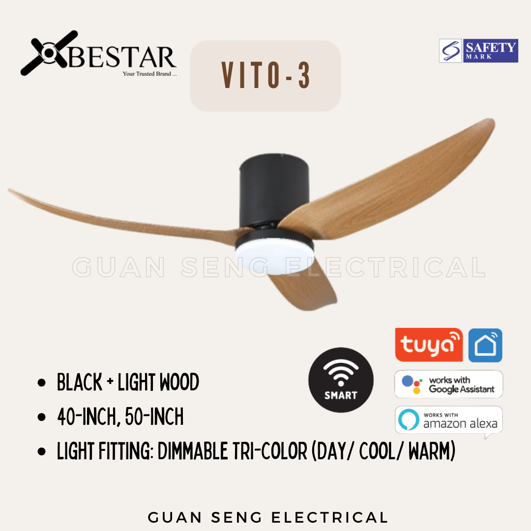 BESTAR VITO-3 40" 50" Hugger Smart Wifi Control DC Motor Ceiling Fan