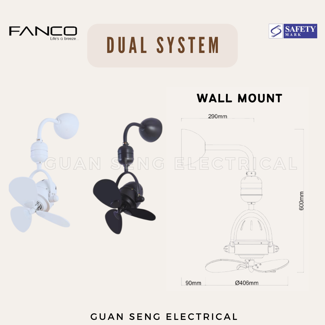 FANCO Dual System 16" DC Motor Ceiling / Wall Mounting Fan