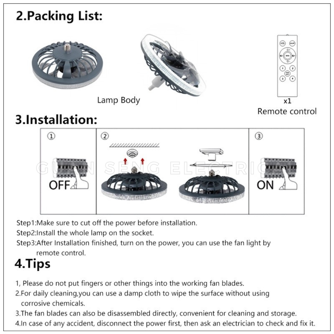 Premium Top Suction Ceiling Lamp with Fan