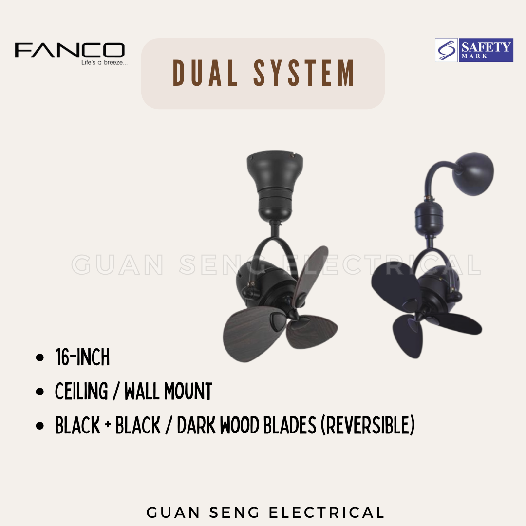 FANCO Dual System 16" DC Motor Ceiling / Wall Mounting Fan