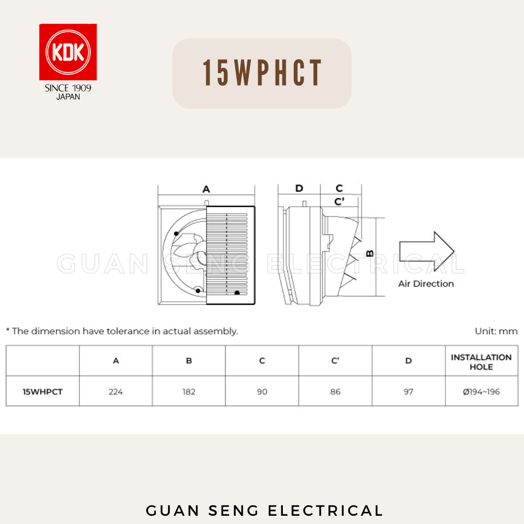 KDK 15 20 WHPCT Exhaust Ventilating Fan