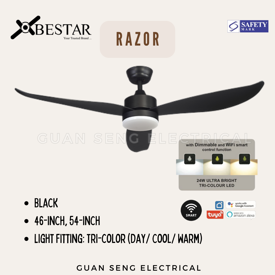 BESTAR Razor 46" 54" Smart WIFI DC Motor Ceiling Fan with Remote Control