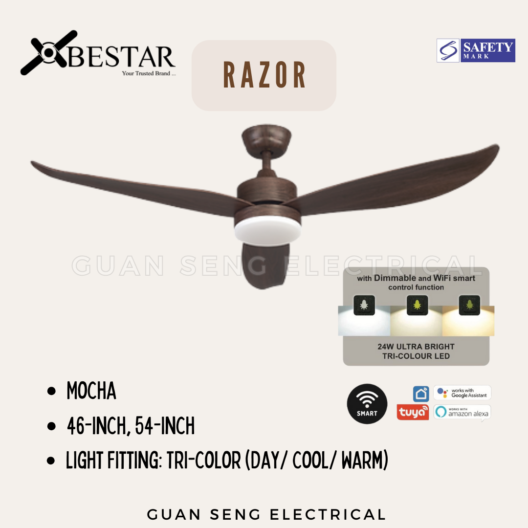 BESTAR Razor 46" 54" Smart WIFI DC Motor Ceiling Fan with Remote Control