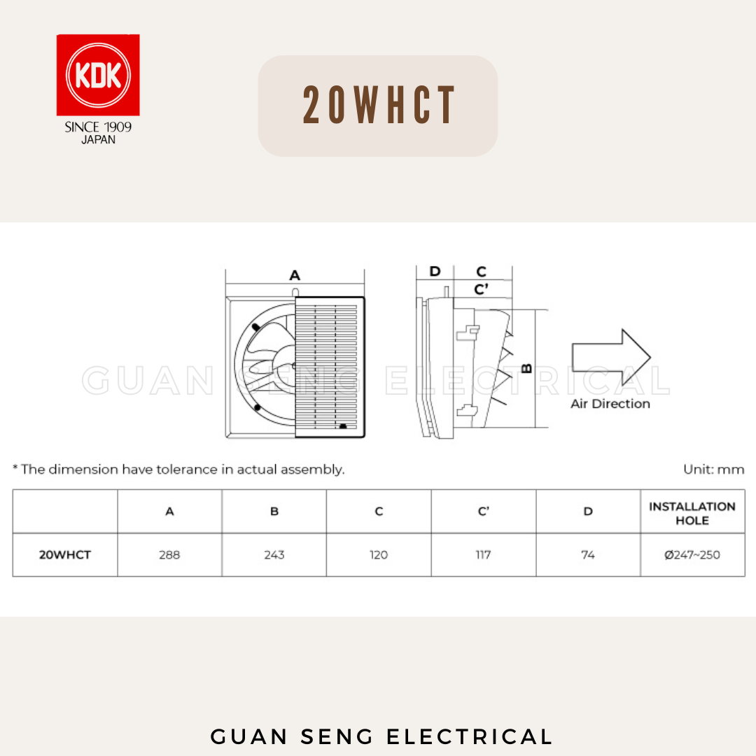 KDK 15 20 WHPCT Exhaust Ventilating Fan