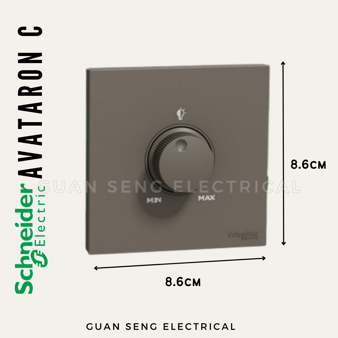 Schneider Avataron C 240V 250W Universal Dimmer with Switch White, Wine Gold, Dark Grey