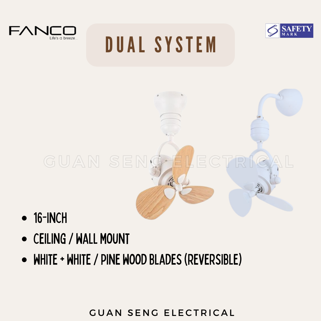 FANCO Dual System 16" DC Motor Ceiling / Wall Mounting Fan